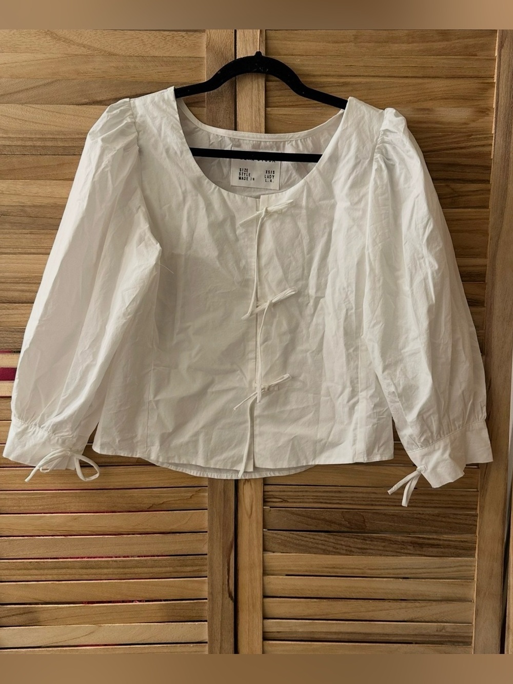 Wear Cissa Tie-Front Puff Sleeve Blouse in white size XS/S